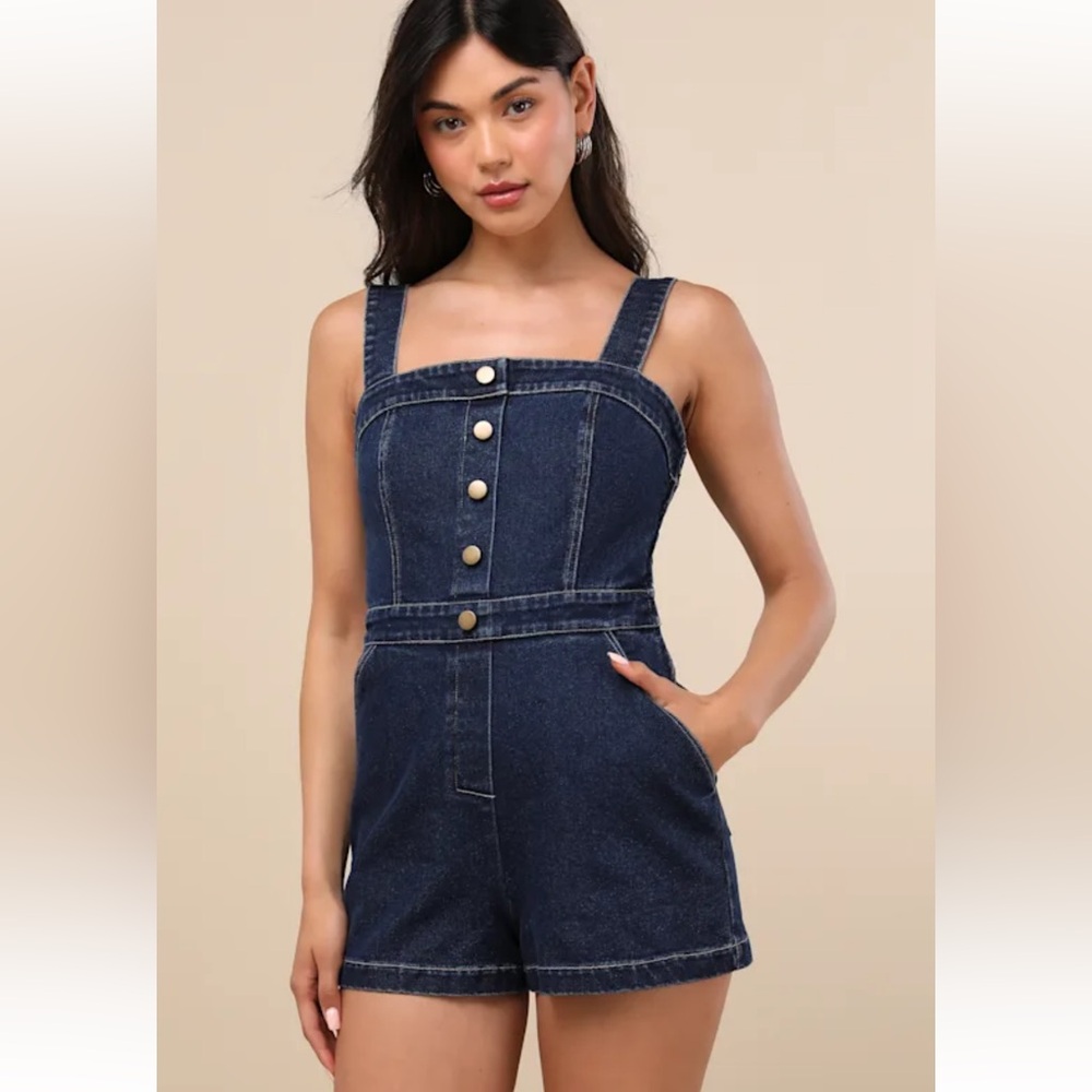 Lulu's Dark Blue Denim Overalls